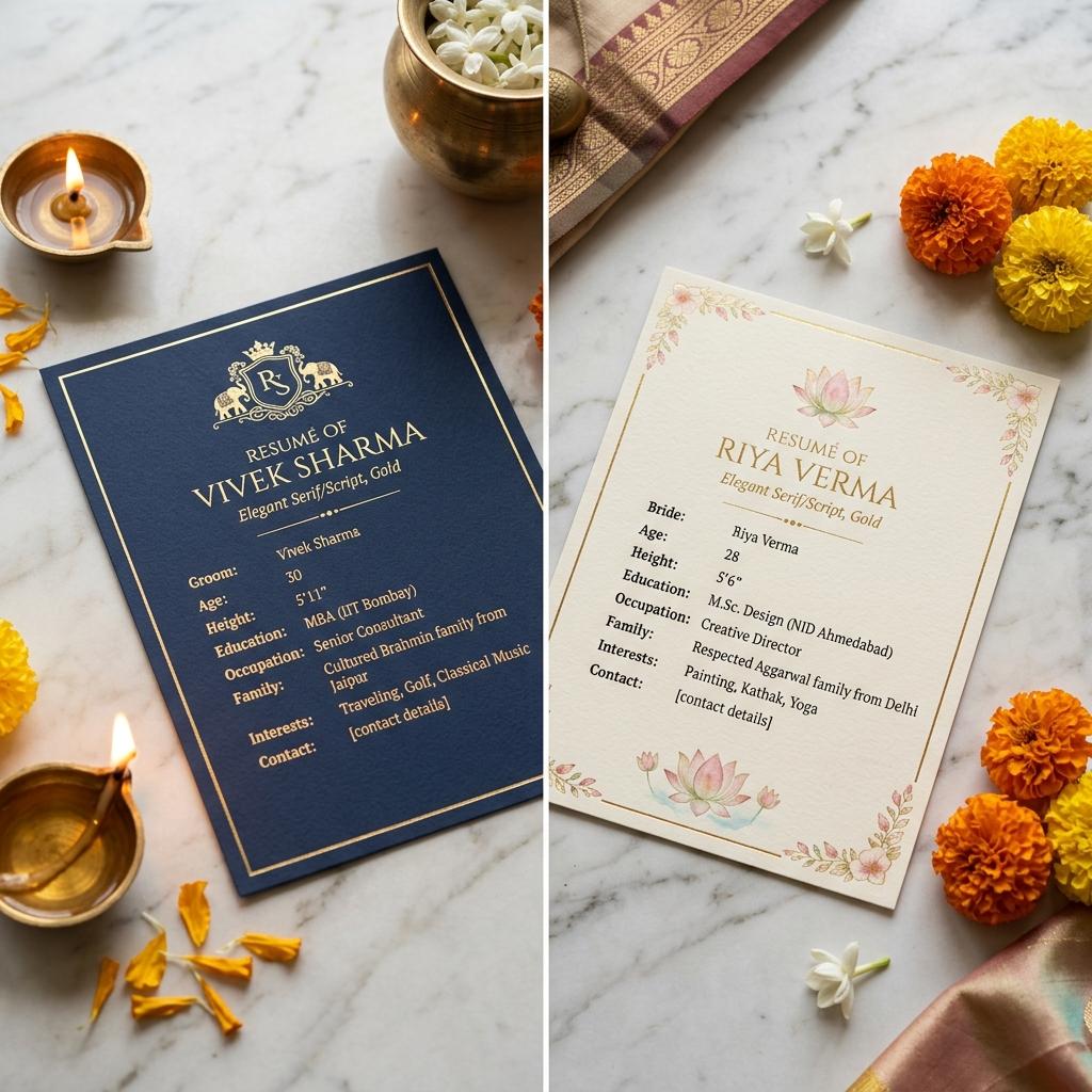 How to Write a Marriage Biodata for a Boy vs. a Girl — hero image showing a traditional marriage biodata document.